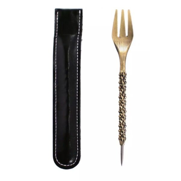 Kaljano šakutė su adatėle auksinė dėklas|Kaljano šakutė su adatėle auksinė